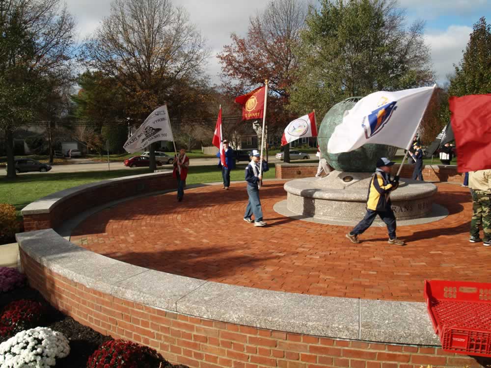 Boy Scouts exiting Veterans Memorial